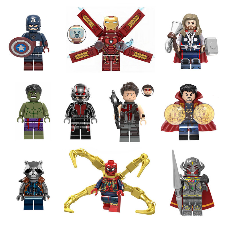 BONECO SUPER HEROIS E VILOES CINEMA BLOCO DE MONTAR em Oferta na Shopee