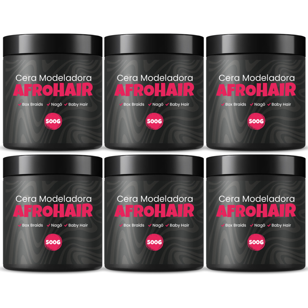 Kit 6 Ceras Para Tranças 500g AfroHair | Profissional Salão | Fixação Forte + Brilho + Anti Frizz