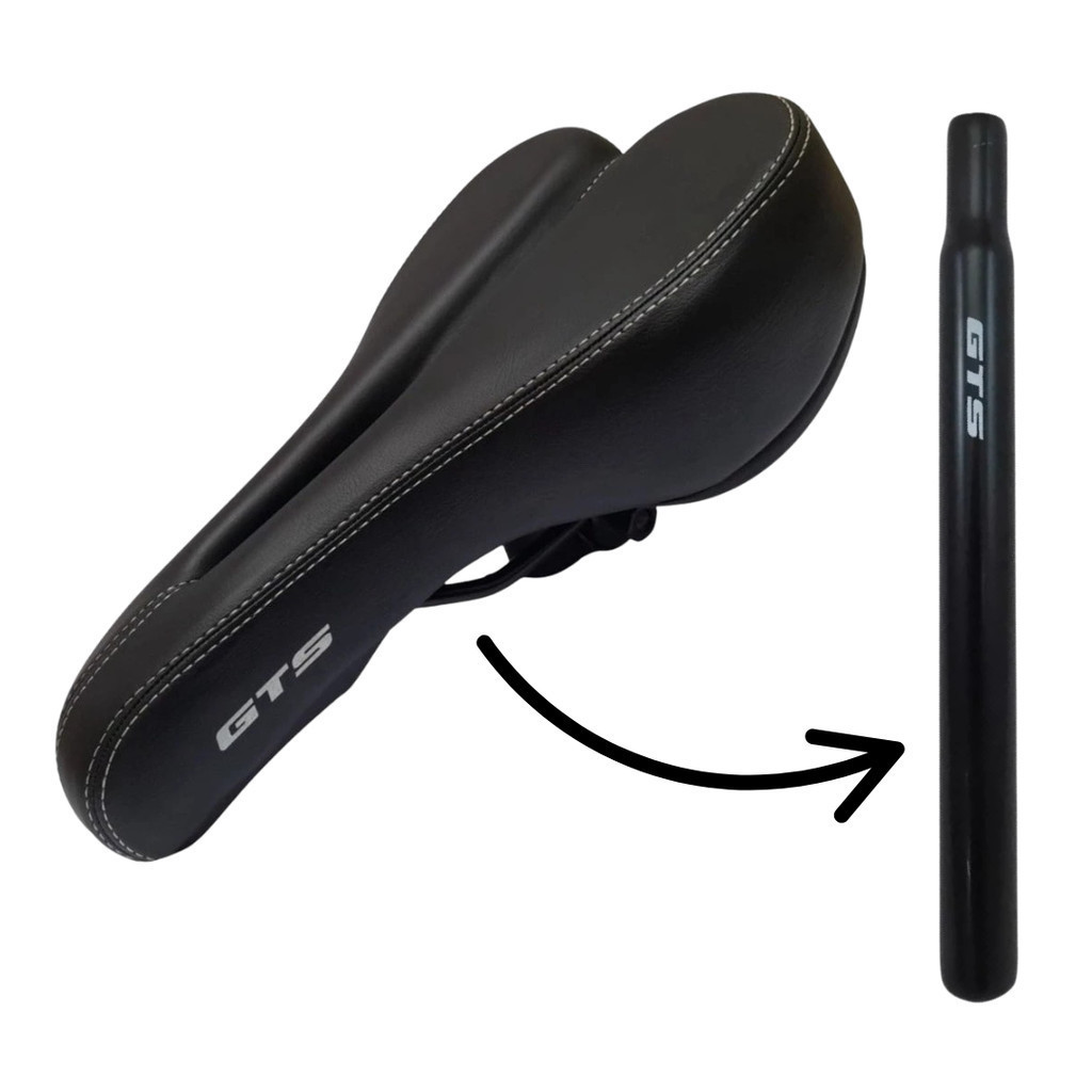 Selim Banco GTS Confortável Para Bicicleta Com Canote Aço GTS em Oferta na Shopee