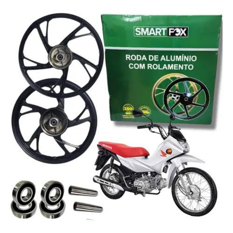 Roda Rodão Pé De Galinha Pop 100 110 110i 2016 2025 Tambor Scud preto smartfox mhx premium — imagem 2 de 2
