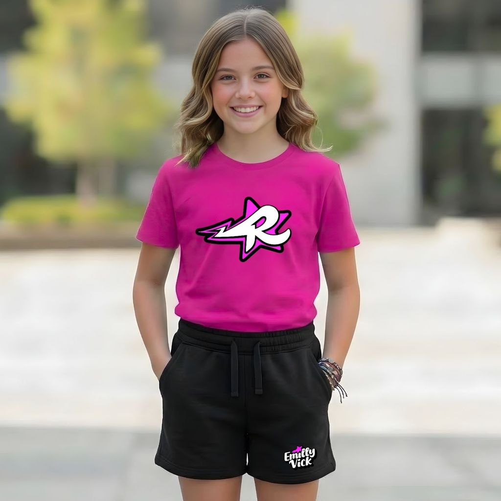 Conjunto Infantil Emilly Vick Os Rosa Novo Elemento Youtuber Camiseta + Bermuda Premium