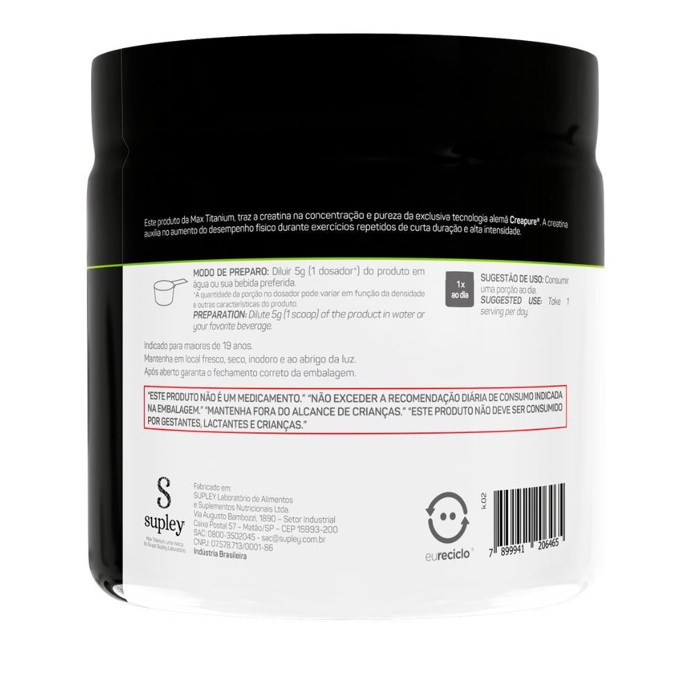 Creatina Creapure Pote 250g - Max Titanium — imagem 2 de 2