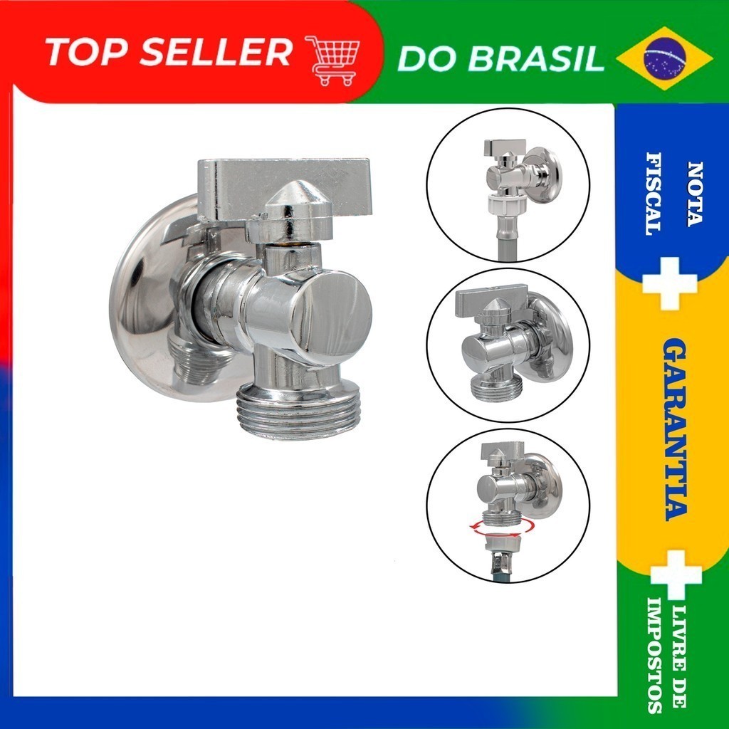 Registro Torneira Maquina Lavar 1/4 Volta Metal Cromado em Oferta na Shopee