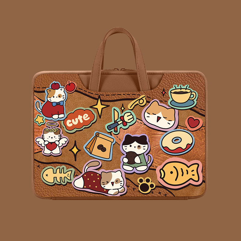 Bolsa para Laptop com Estampa de Gato de Desenho Animado, Impermeável, para Estudantes, para Jogos, 16.1 Polegadas, Comp