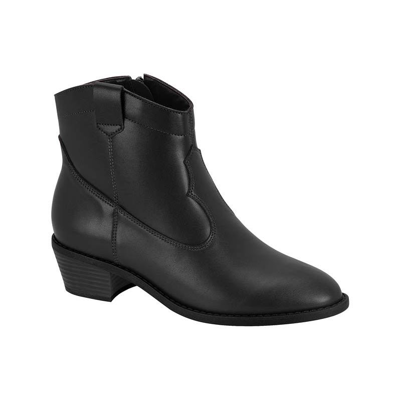 Bota Moleca Country Cano Curto Marrom Com Salto Bloco Preto