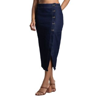 Saia Jeans Sawary Midi - 282009 em Oferta na Shopee