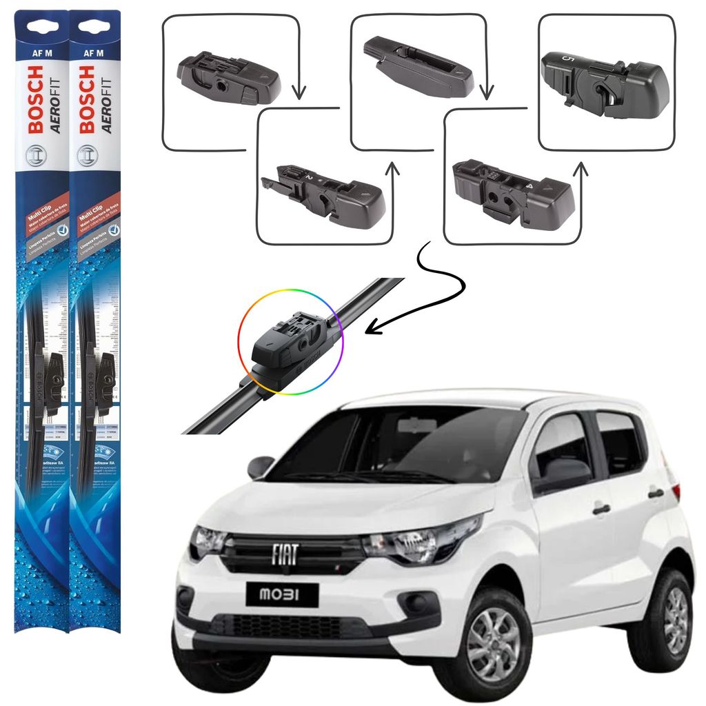 PAR PALHETAS BOSCH LIMPADOR PARA-BRISA CHUVA FIAT MOBI NOVO 2021 2022 2023