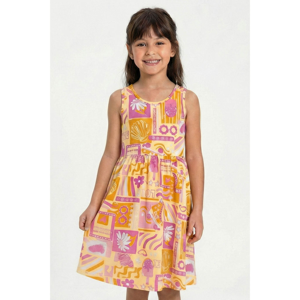 Vestido Regata Infantil Menina Delicado Elian Amarelo