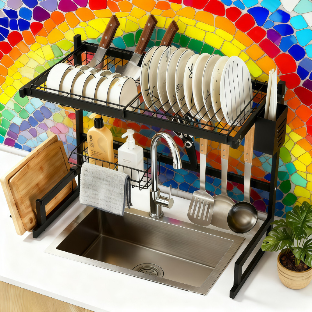 Escorredor de Louças Rack Aço Carbono Organizador Preto