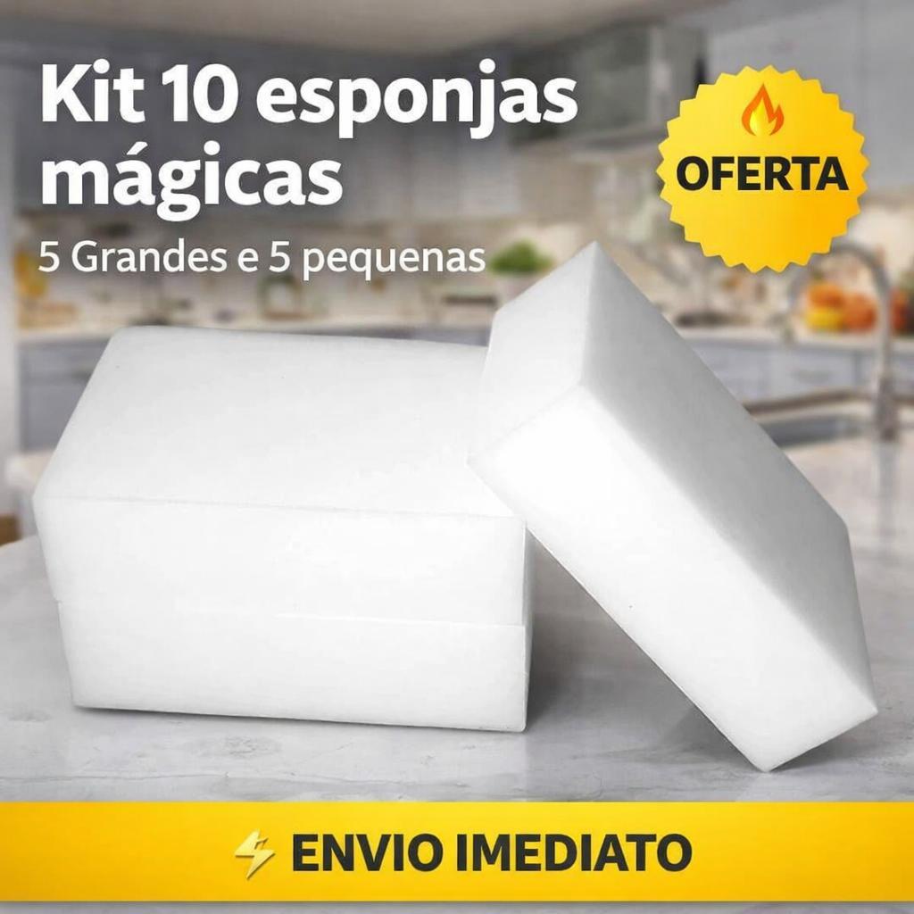 kit 10 Esponjas Mágicas Macias Várias Utilidades Bucha Branca Tamanhos G e P