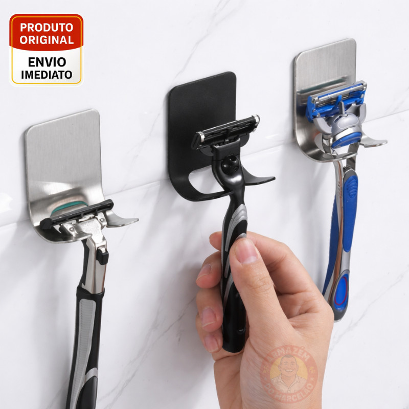 Suporte Para Parelho De Barbear Lamina Gillette Gilete Prestobarba Em Aço Inox Fita 3M