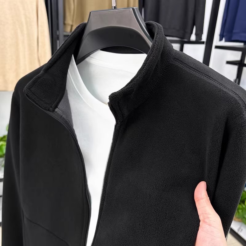 Grosso gola alta outono inverno forro de lã masculino velo nova jaqueta tamanho grande jaqueta moletom Cardigan casaco d