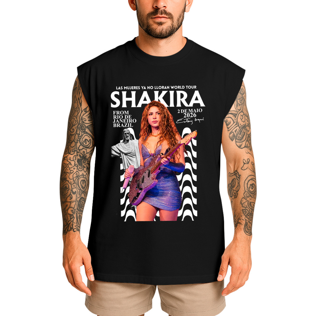 Regata Oversized Machão Shakira Las Mujeres Ya No Lloran Guitar em Oferta na Shopee
