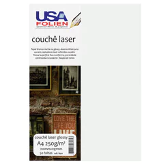 Papel fotográfico couchê glossy A4 250g com 50 folhas 8421 Usa Folien