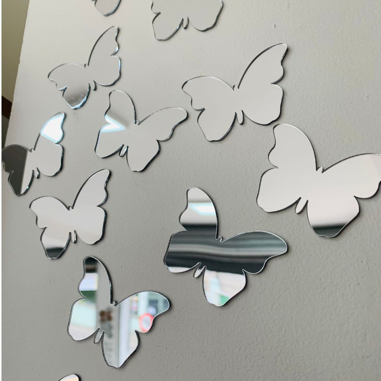 Espelho Decorativo Borboletas 20 peças 6cm Adesivo de Parede Infantil
