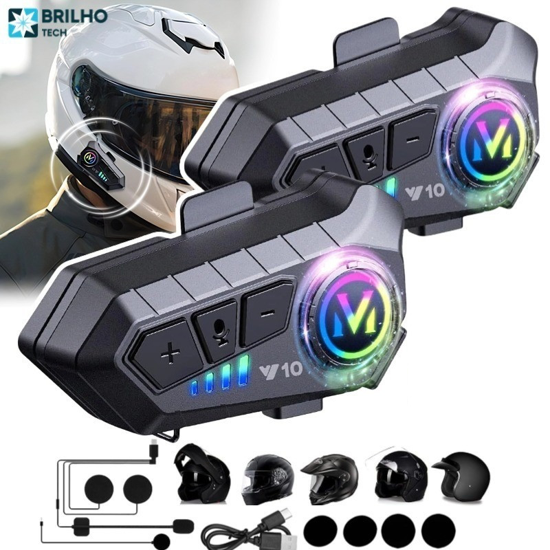 Motocicleta Sem Fio Bluetooth 5.3 Fone de Ouvido Capacete Kit de Chamadas Mãos Livres À Prova D'Água em Oferta na Shopee