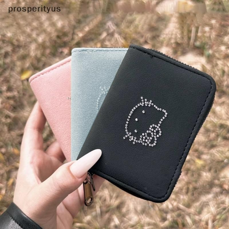 [prosperityus] Porta-Cartões Hello Kitty HOT Diamond De 1 Peça , Homens , Mulheres , Carteira Com Zíper , Bolsa De Moeda