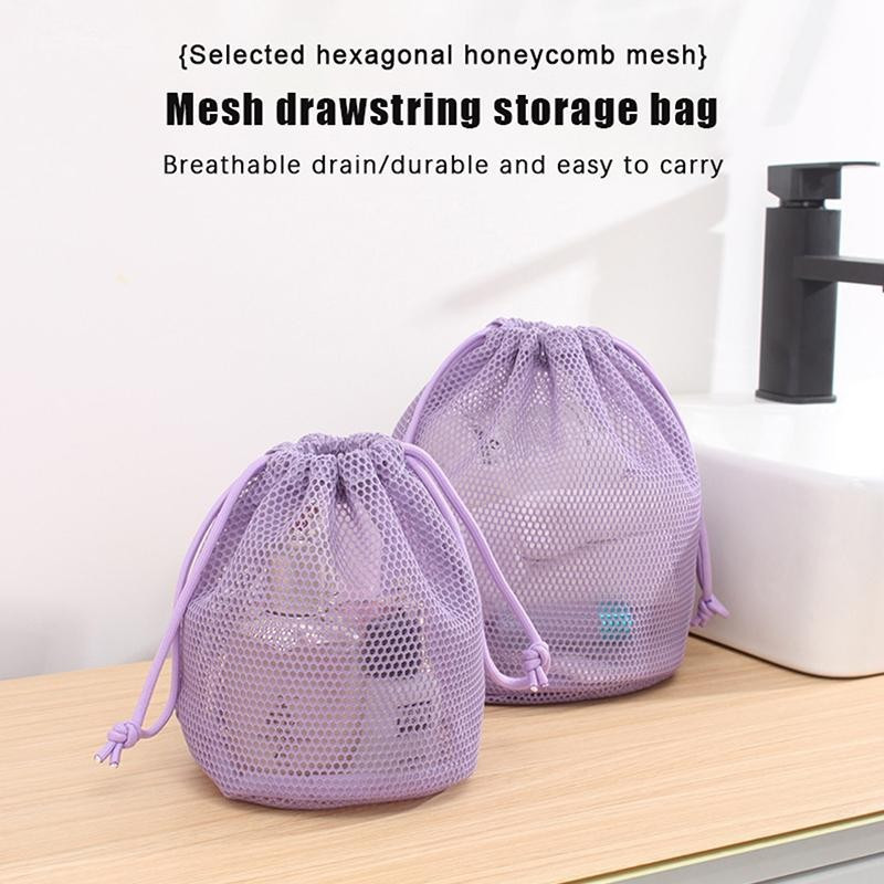 [largeloohg] Viagem De Grande Capacidade De Malha Nylon Bolsa De Cosméticos Organizador Dobrável Casual Sacos Com Cordão