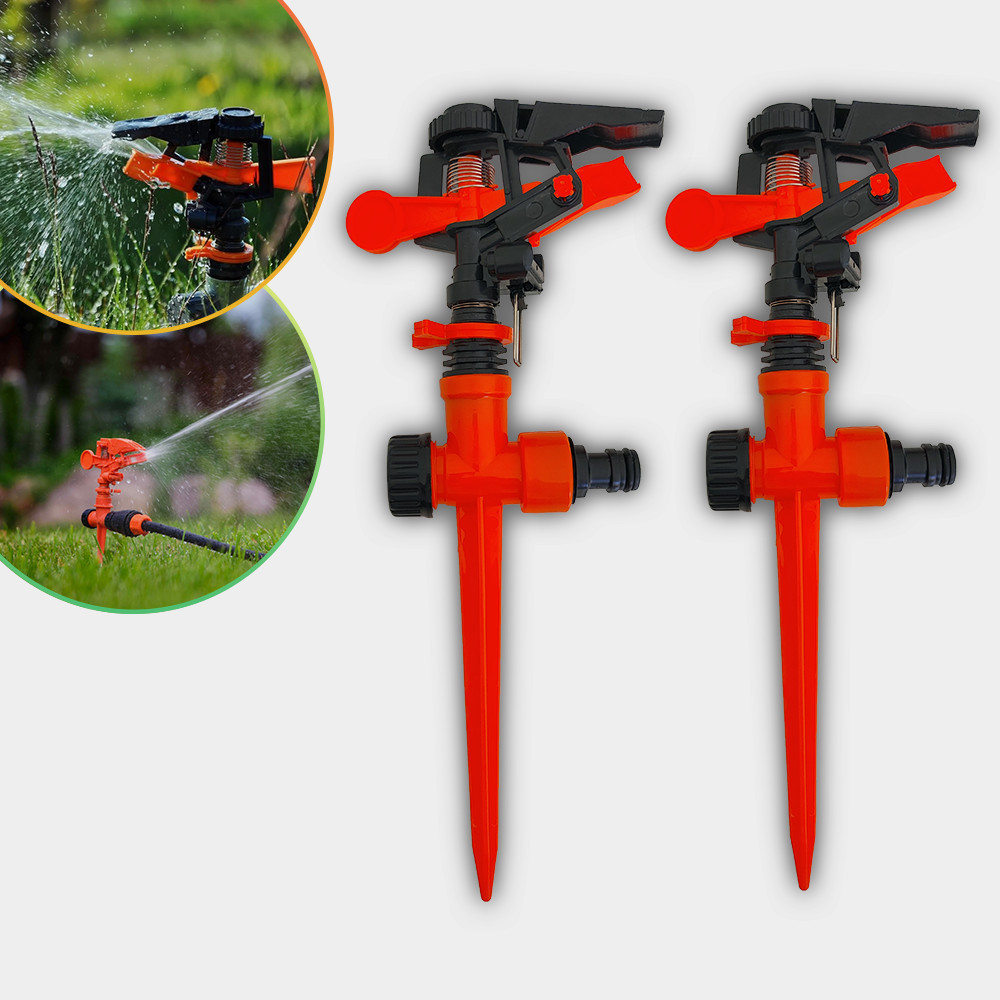 Kit 2 Irrigador Espiga Jardim Horta Canteiro Mangueira Aspersores Giratório Setorial Pulso
