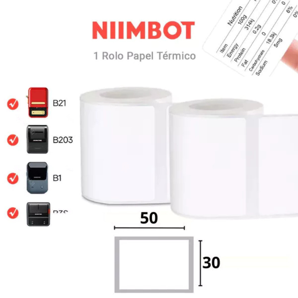 2 Etiqueta 50x30 Niimbot B21 B1 230 Etiquetas P/ Rolo