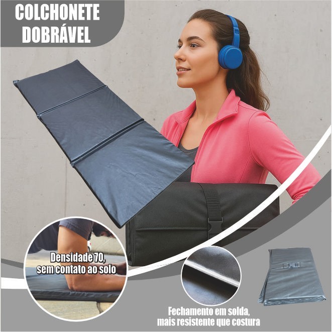 Colchonete PVC Dobrável  Academia Exercícios Ginástica Tapete