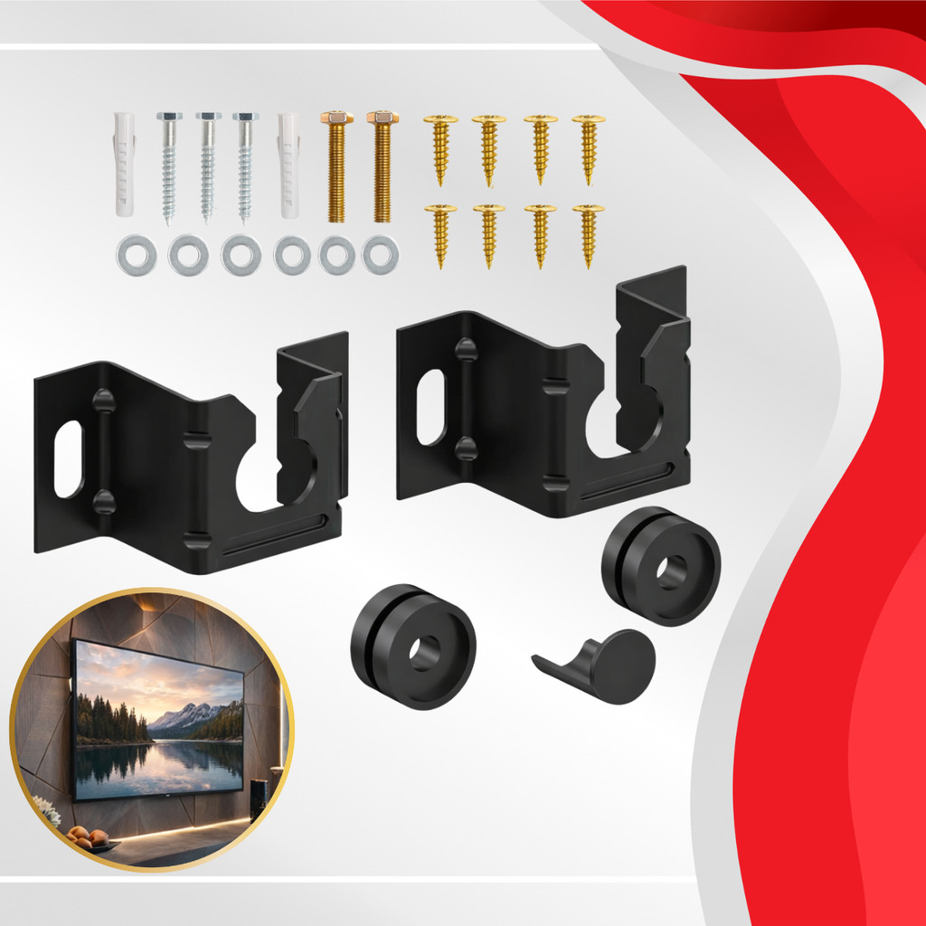 Kit 2 Suporte Universal Fixo Para Smart TV LED LCD 4K Parede Painel 10 24 32 43 50 55 60 75 90 Pol.