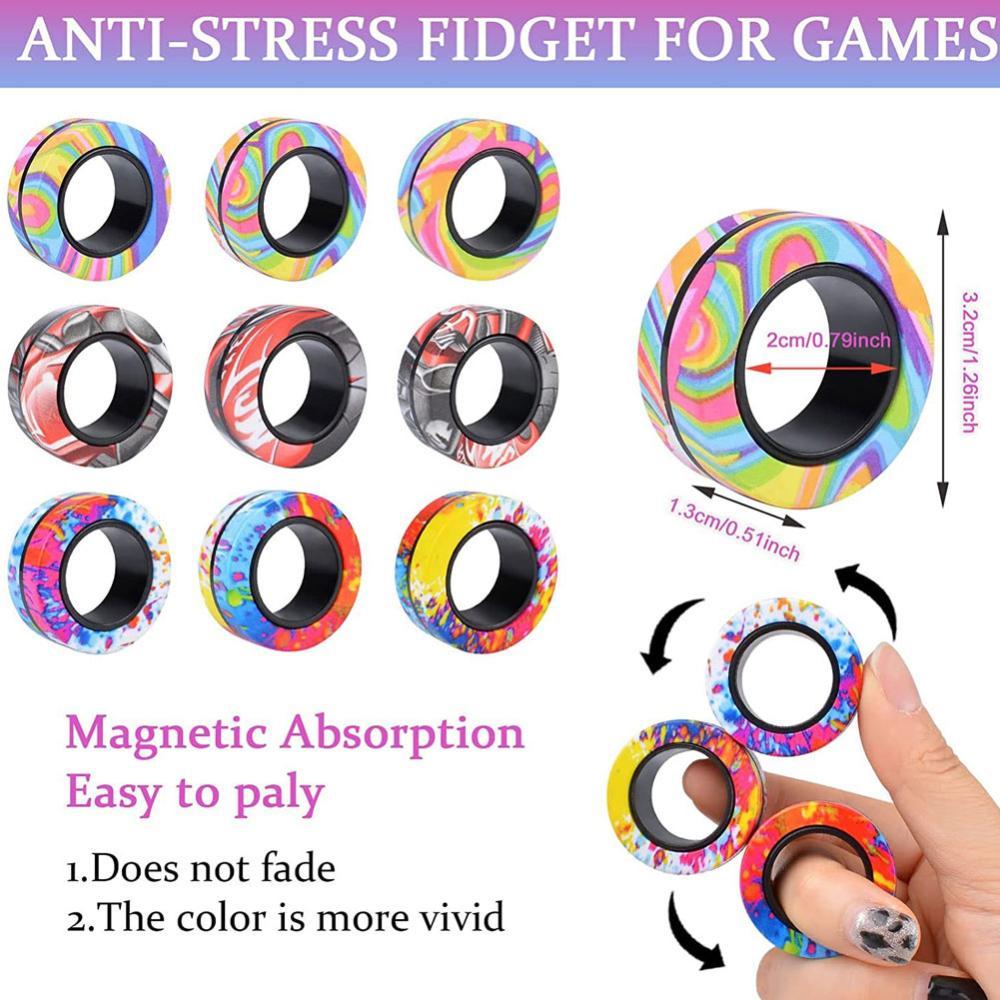 forevergo Brinquedos Fidget Engraçado Dedo Pulseira Magnética Anel Spinner Adulto Ímãs Anéis Para Aliviar O Estresse C7P