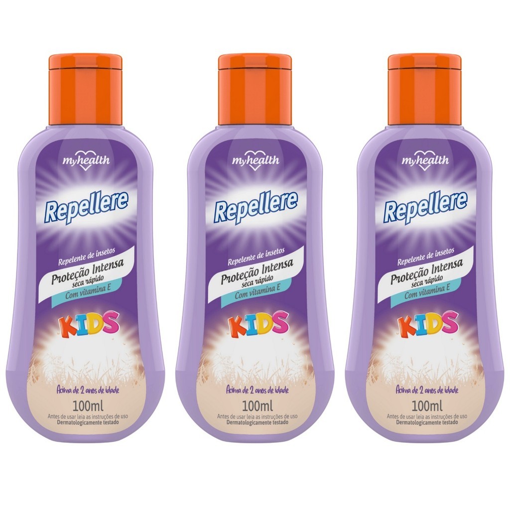 Kit 3 Repelente de Insetos Repellere Kids Loção 100 ml My Health