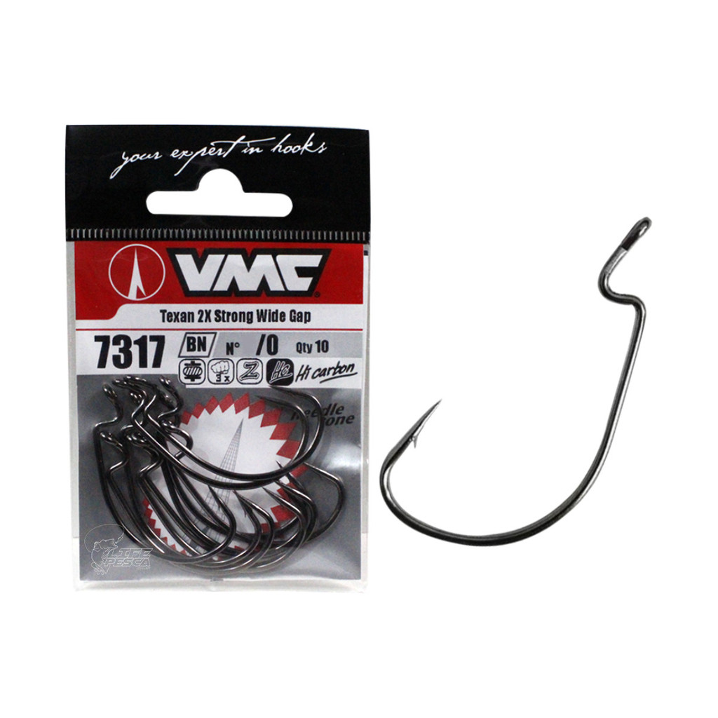 Anzol VMC Wide Gap Worm 3x Strong Black Nº 3/0 - 10 Unidades