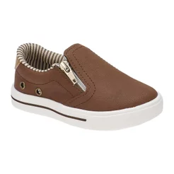 Tênis Infantil Menino Slip on Zíper Elástico Marinho Marrom Casual Confortável 22337 Pequito