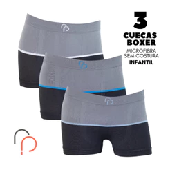 Kit 3 Cuecas Boxer INFANTIL ESTAMPADA Sem Costura em Microfibra RP