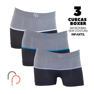 Kit 3 Cuecas Boxer INFANTIL ESTAMPADA Sem Costura em Microfibra RP em Oferta na Shopee