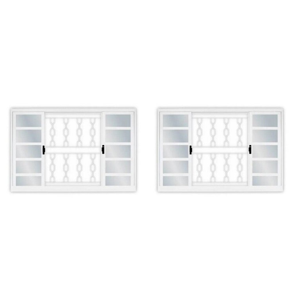 Kit com 2 Janelas de Aço de Correr 100x150cm 4 Folhas com Grade Minas Sul Mgm em Oferta na Shopee