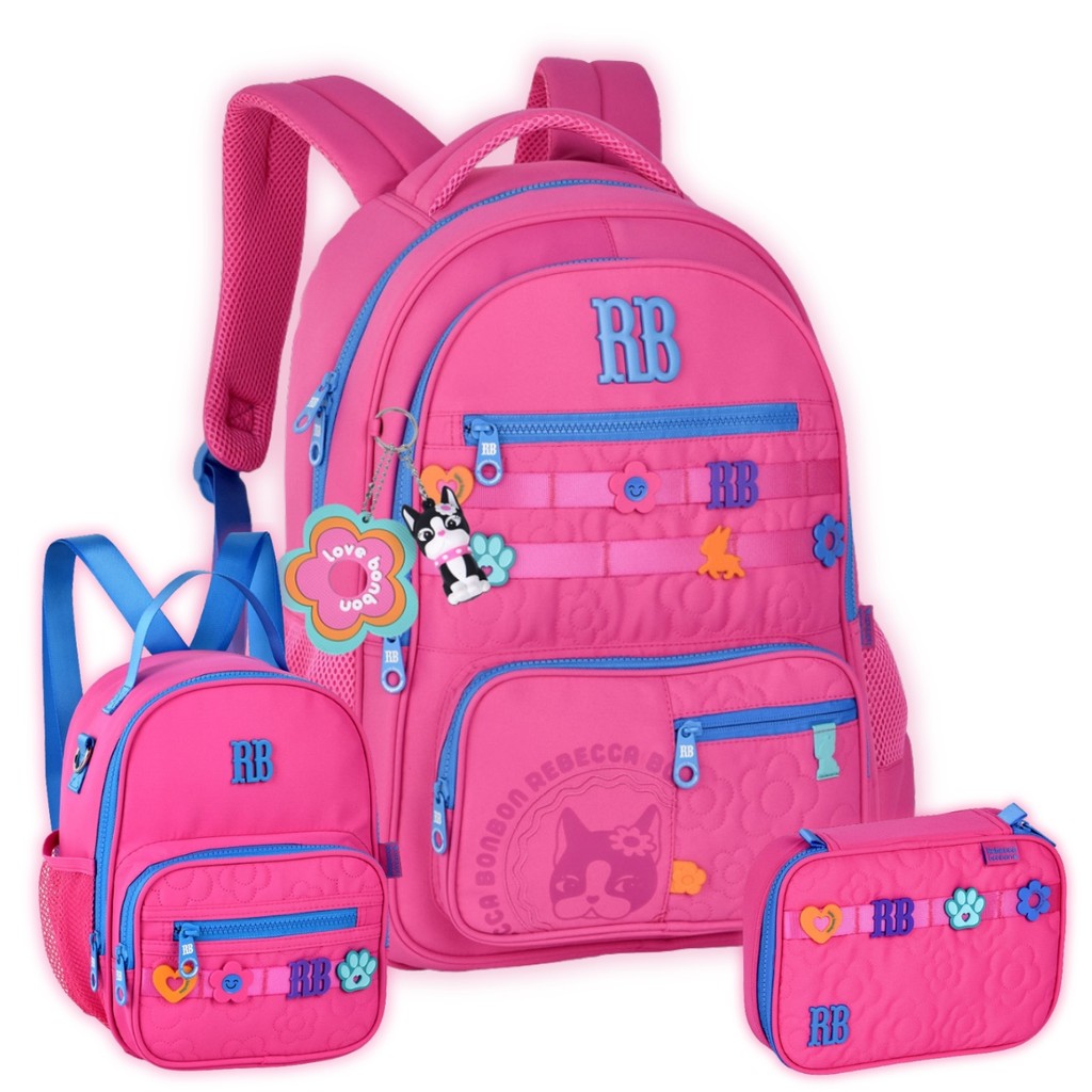 Kit Mochila Rebecca Bonbon Lancheira de Costas E Estojo Box