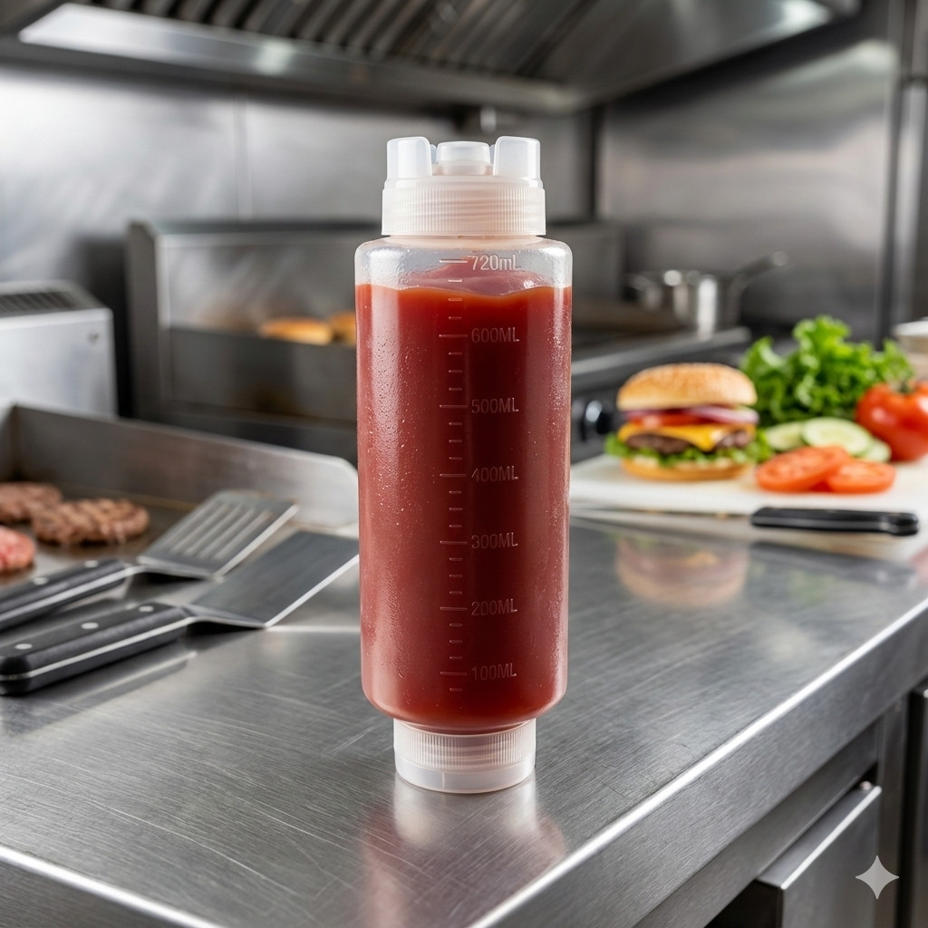 BISNAGA GRANDE MOLHO KETCHUP MAIONESE MOSTARDA CONDIMENTOS TIPO FIFO 720ML GRADUADA