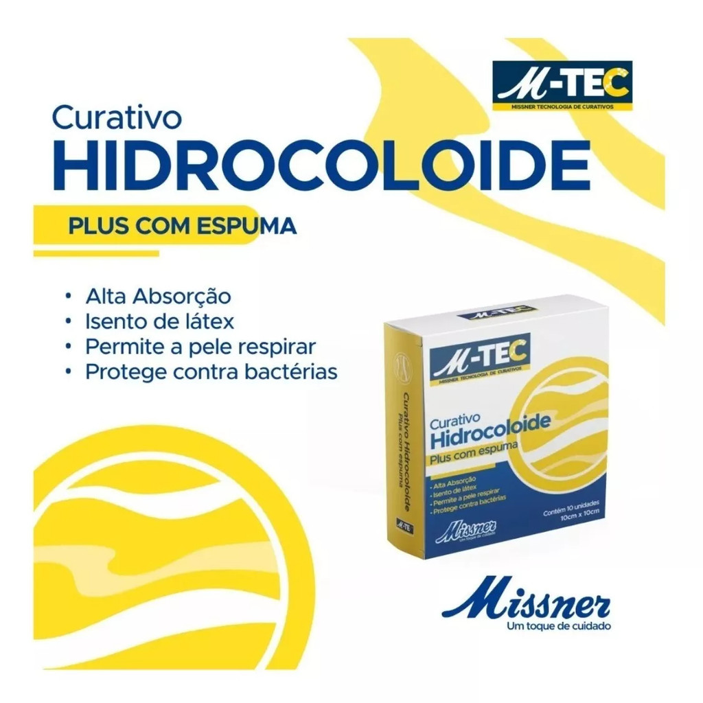 KIT C/3 Curativo Hidrocoloide C/ Espuma M-tec 10x10 Missner em Oferta na Shopee