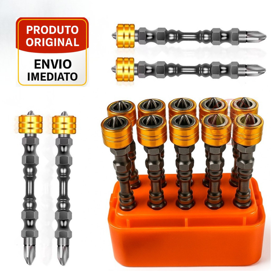 Kits Bits Ponteira  Dupla Magnetica Imantada Com Limitador Parafusadeira