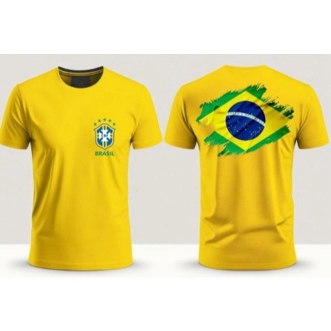 Camiseta personalizada Brasil copa do mundo futebol pátria feita 100% algodão confortável caimento perfeito