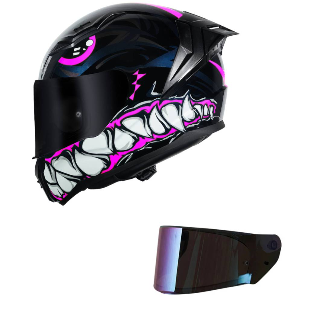 Capacete LS2 FF810 Vigo Sarbul Preto e Rosa Mais Viseira Camaleão