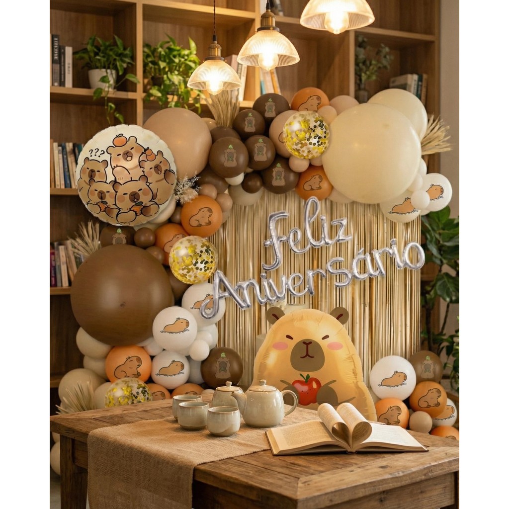 Kit Completa 83 Balões CAPIVARA Metalizado Decoração deFeliz Aniversário/Festa em Oferta na Shopee