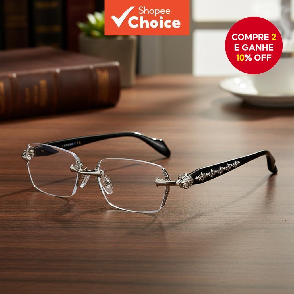 Óculos sem aro com lente plana anti-radiação para homens e mulheres - Clássico óculos de luz azul em Oferta na Shopee