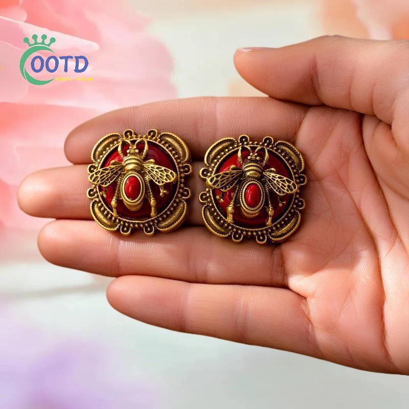 Moda Hoje Vintage Traça Studs Brincos Para Mulher Vidro Abelha Antigo Cor De Ouro Luxo Qualidade Jóias Acessórios Festa