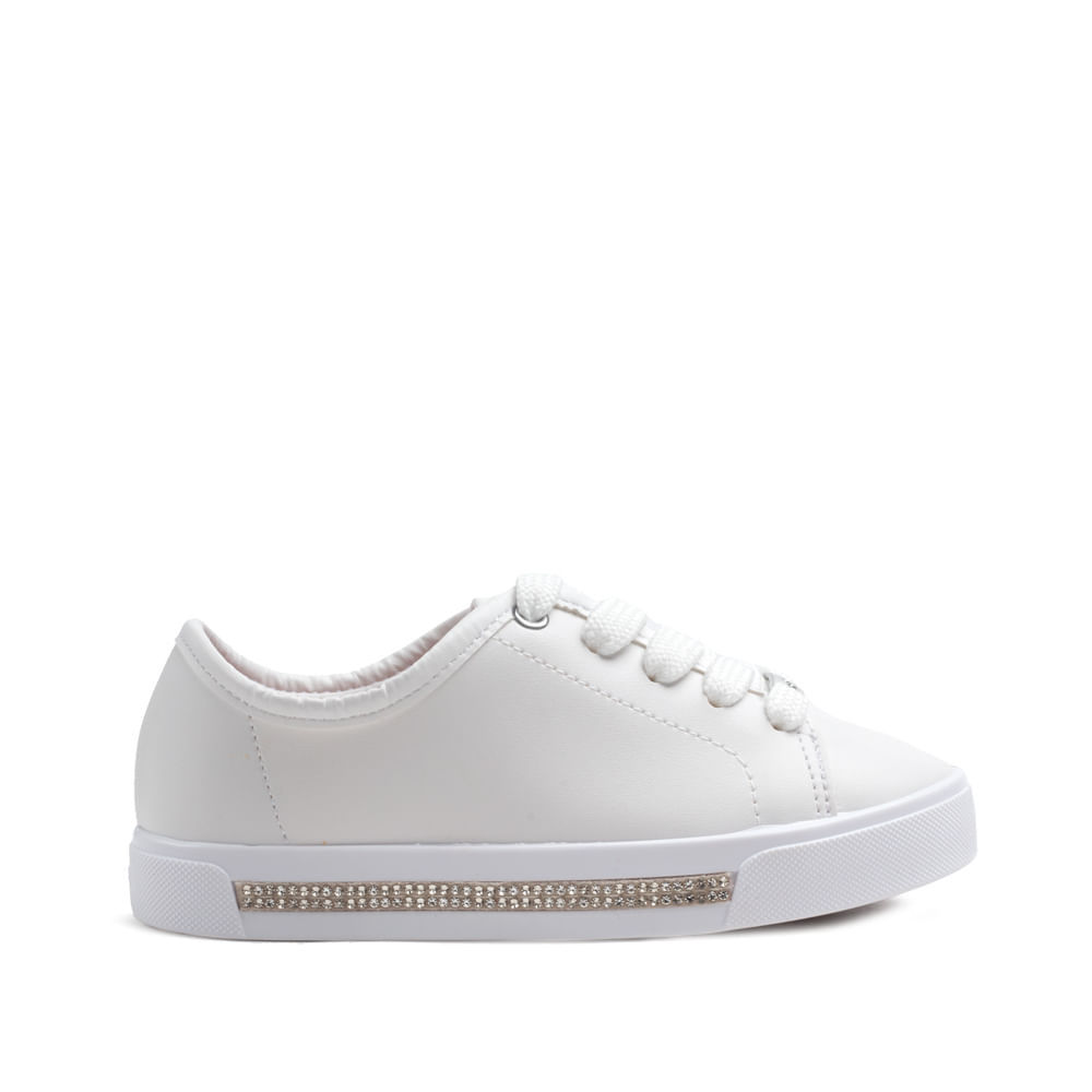 Tênis Infantil Molekinha com Detalhe de Strass Branco em Oferta na Shopee