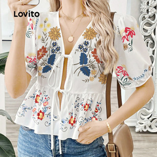 Lovito Blusa Boho com Laço em Flores para Primavera/verão para Mulheres L170ED153 em Oferta na Shopee