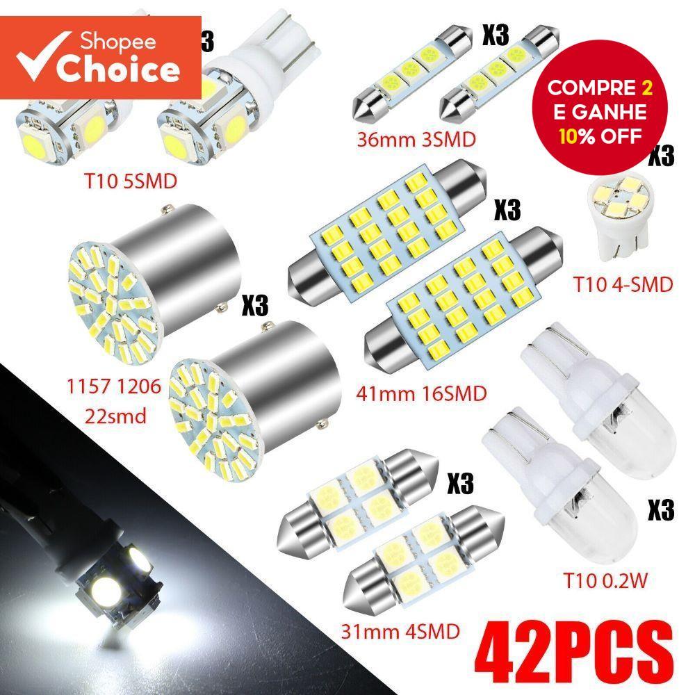 Luz Interior Do Carro T10 Ponta Dupla 1157 1206LED Conjunto Combinado 42 Conjuntos