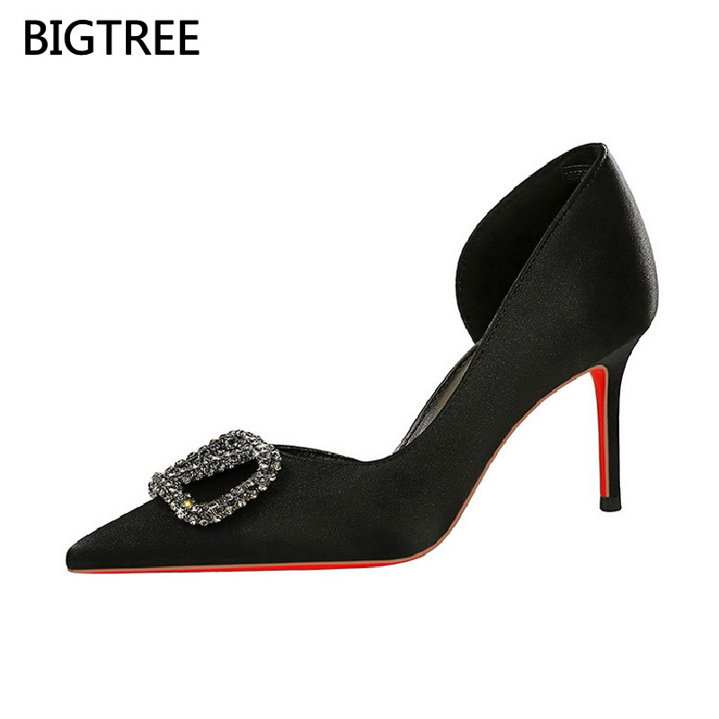 Imagem Sapatos de Salto Alto Pretos BIGTREE para Mulheres, Estilo Francês, Salto Fino, Moda 9267-AK202