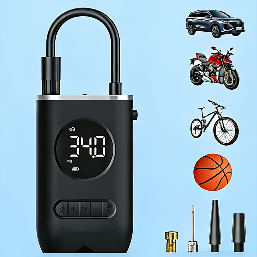 Compressor de Ar Digital USB Recarregável | Mini Calibrador Pneu Portátil Envio Imediato