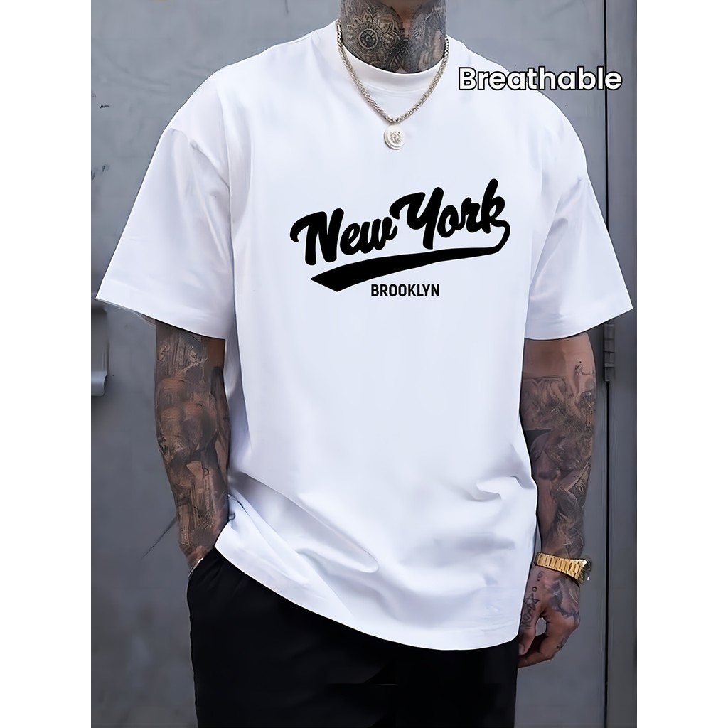 Camiseta Masculina Nova York Estampada Esportiva Confortável Moderna Estilosa Primavera Verão