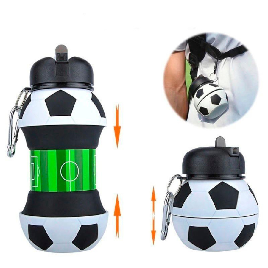 Garrafa Infantil BOLA Dobrável Eco silicone 500ML Retrátil Bolas De Futebol garrafa de esportes Ar Livre