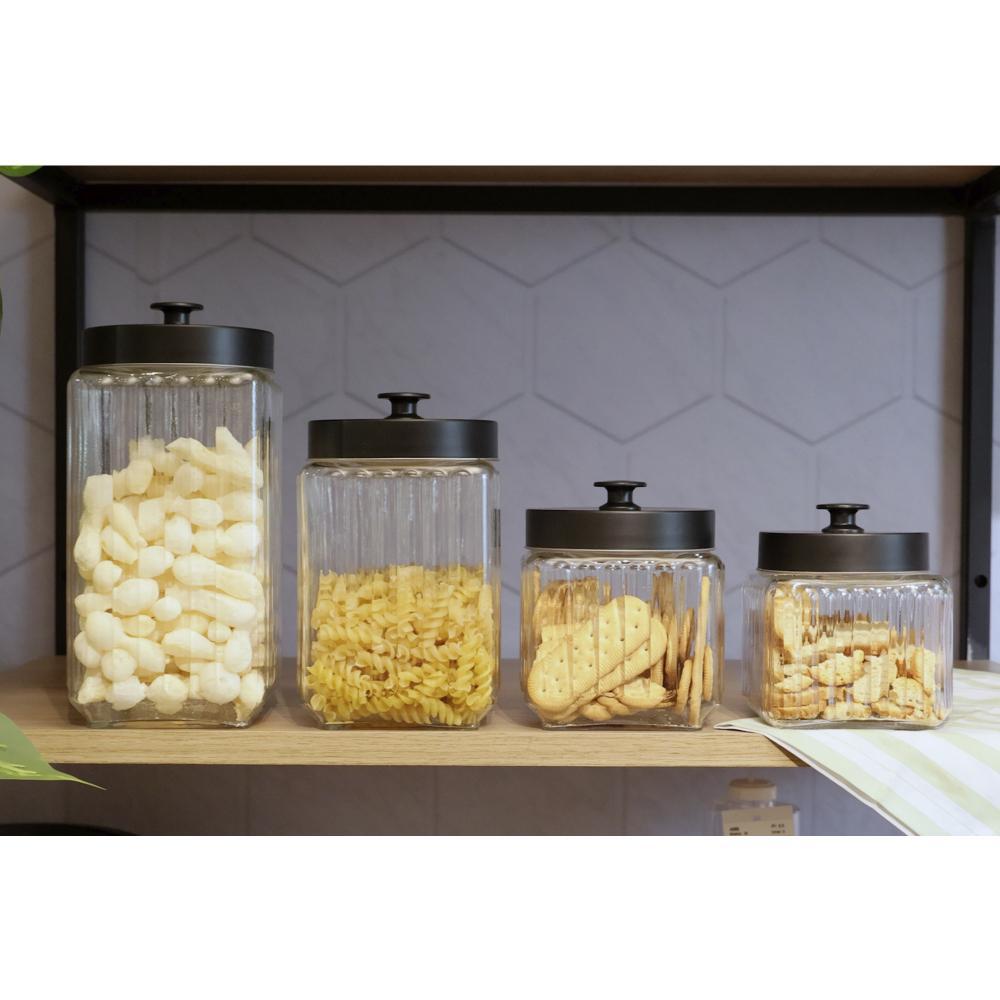 Porta Mantimento com Tampa Lyor Preto de Vidro e Metal 800ml em Oferta na Shopee